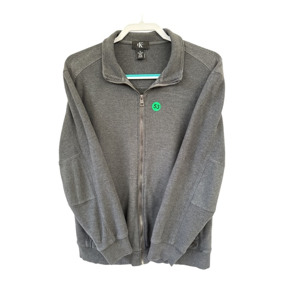 Calvin Klein Men Jacket Gray Medium Zip Up with Pockets Preppy - Picture 6 of 7